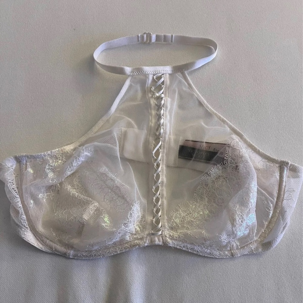 Victoria secret bralette white with partial lace design